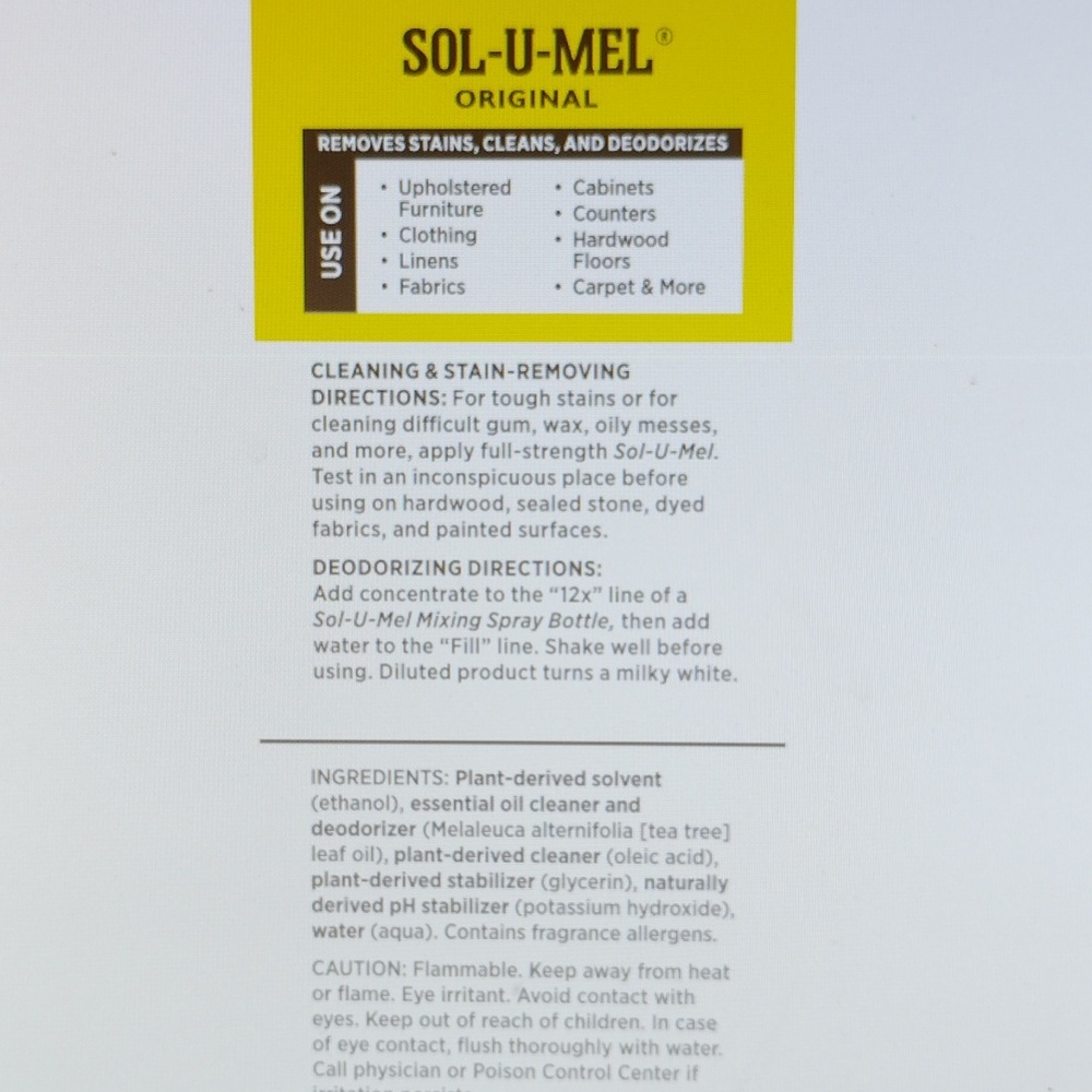 ECOSENSE Sol-U-Mel 3-N-1 Cleaner Original Scent Stain Remover Concentrate 8fl.oz - Picture 7 of 16